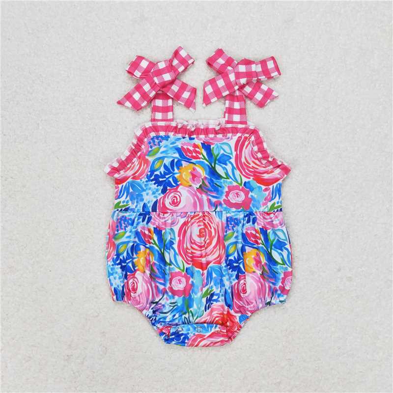 hot pink flowers Summer Sibling Clothes RTS