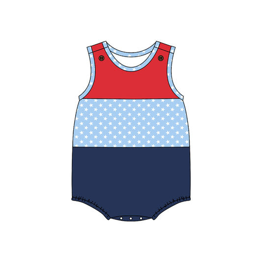 preorder SR1159 July 4th red blue sleeveless boys romper