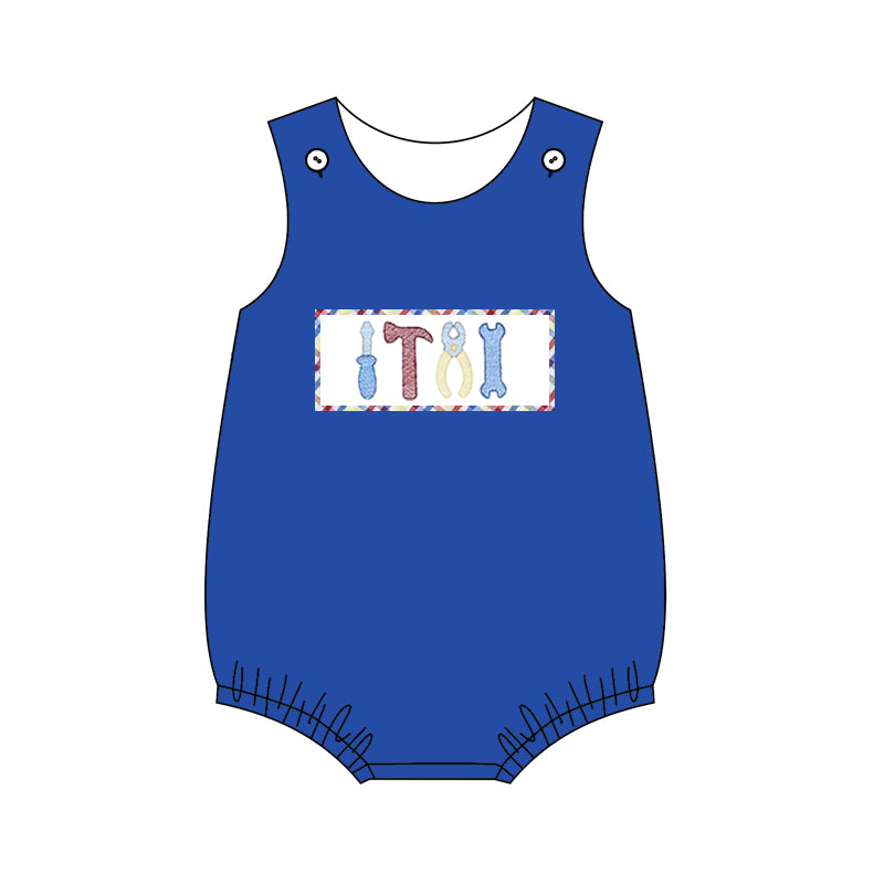 preorder SR1241 cartoon tool navy blue sleeveless boys romper
