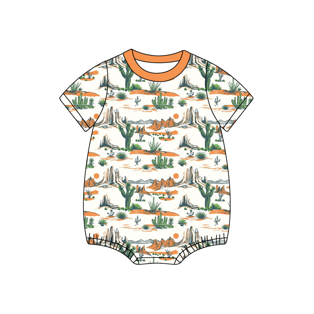preorder SR1255 Western cactus orange short sleeve boys romper