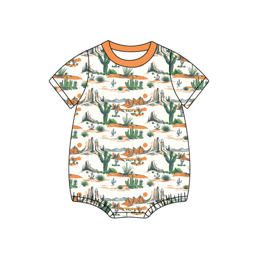 preorder SR1255 Western cactus orange short sleeve boys romper