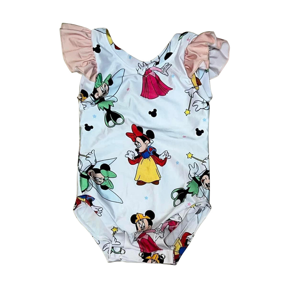 preorder SR1275 Cartoon M mouse blue flutter sleeve Girls Bathing Suits Swimsuit Girls Bathing Suits Swimsuit