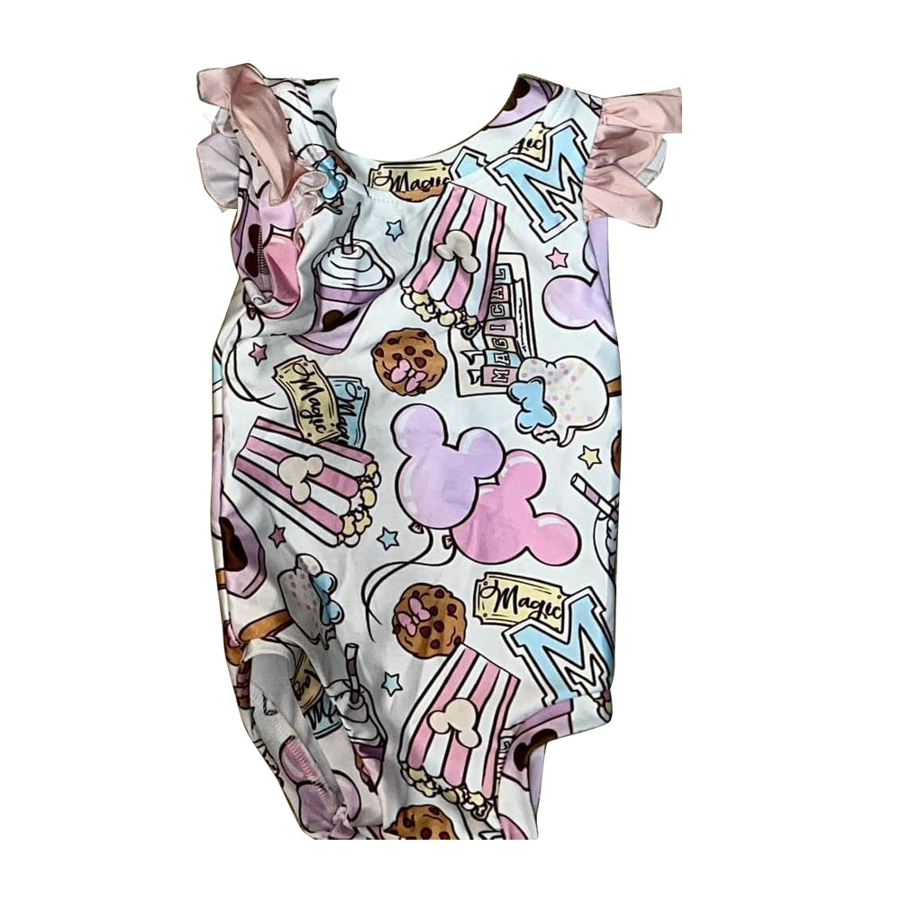 preorder SR1280 cartoon M balloon coffee flutter sleeve Girls Bathing Suits Swimsuit Girls Bathing Suits Swimsuit