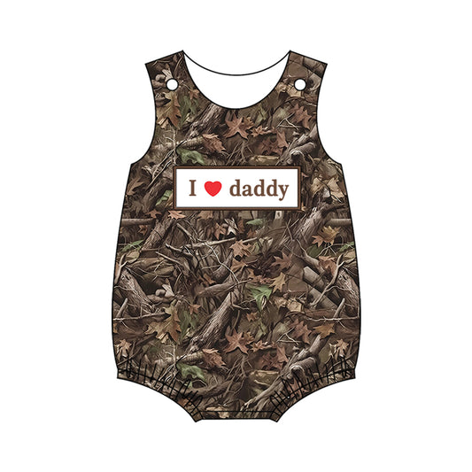 preorder SR1287 i love daddy camo branch sleeveless boys romper