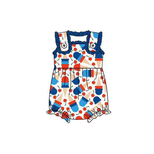 preorder SR1298 July 4th ice blue sleeveless girls romper