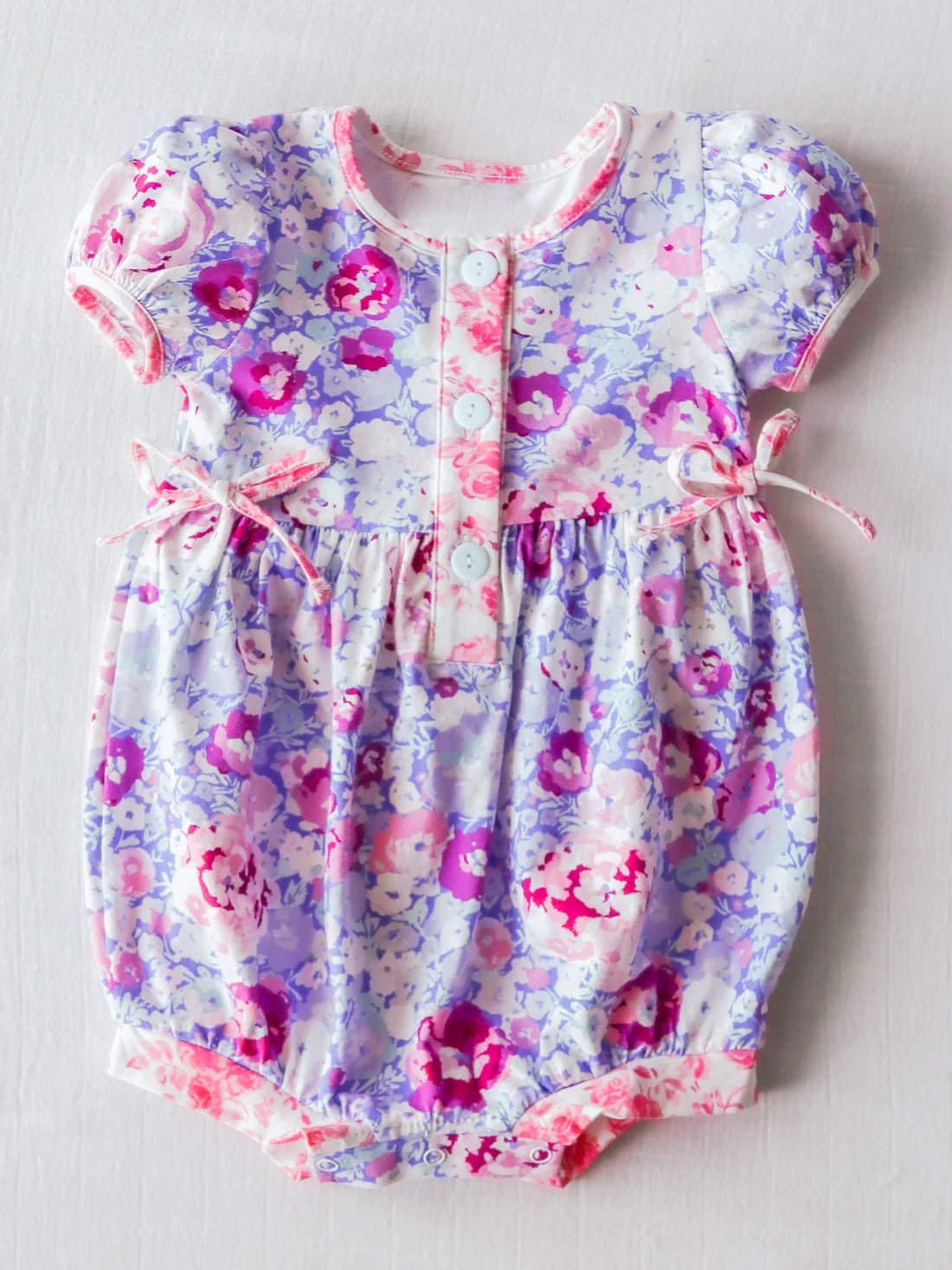 preorder SR1306 hot pink flowers purple short sleeve girls romper