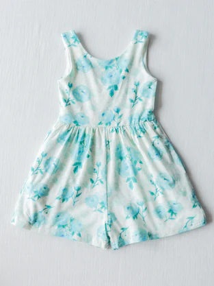 preorder SR1326 blue flowers sleeveless girls jumpsuits