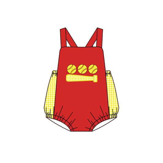 preorder SR1337 softball red sleeveless boys romper