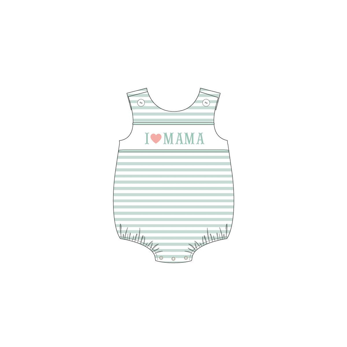 preorder SR1348 i love mama light green striped sleeveless boys romper