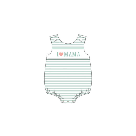 preorder SR1348 i love mama light green striped sleeveless boys romper