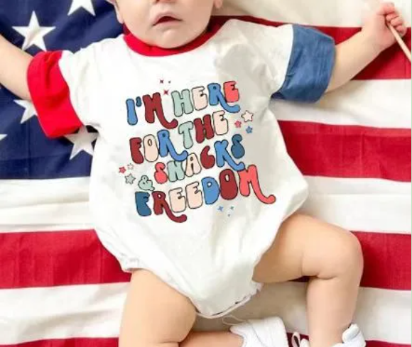 preorder SR1352 July 4th I'm here short sleeve boys romper