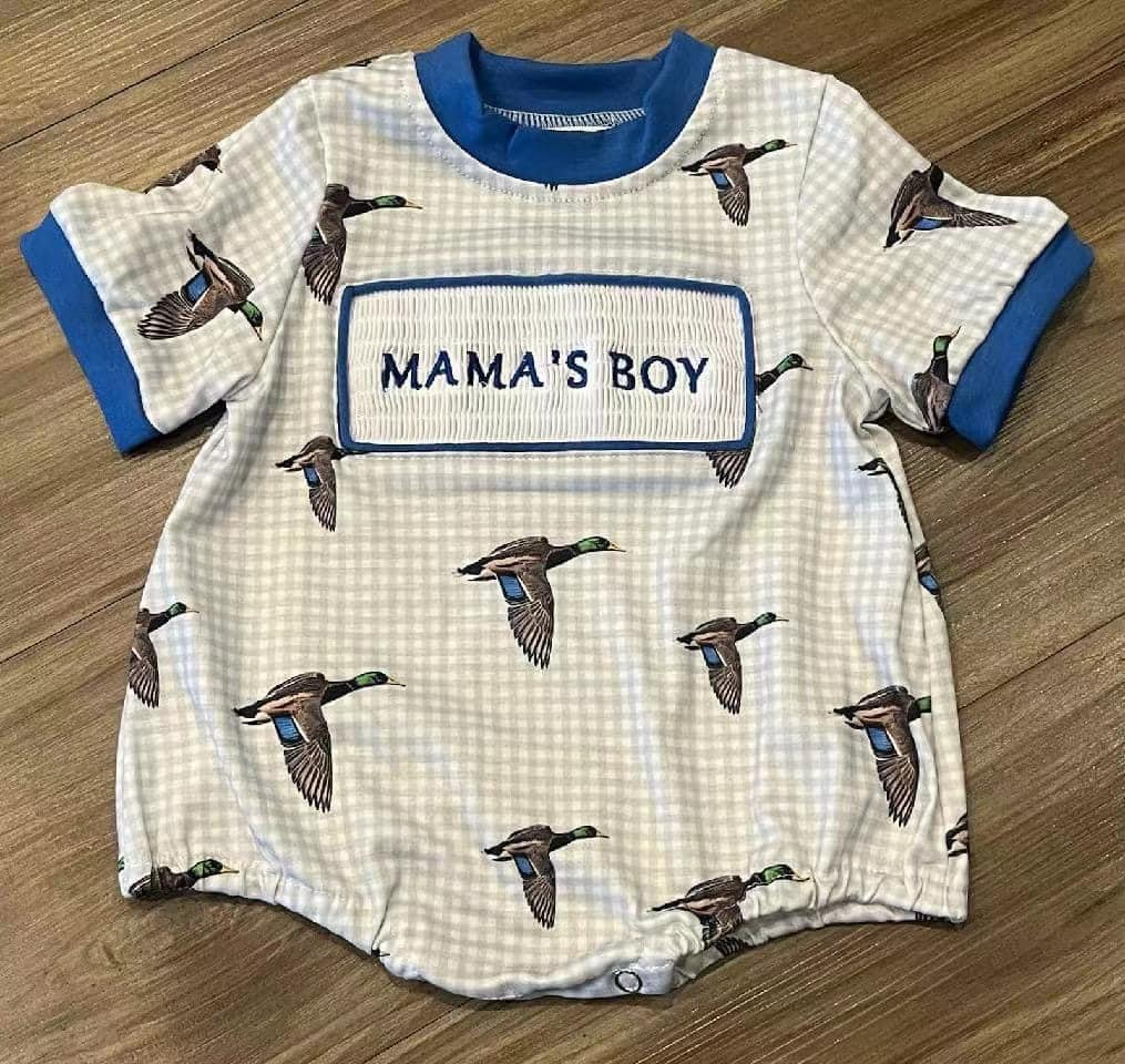 preorder SR1377 mamas boy mallard duck short sleeve boys romper