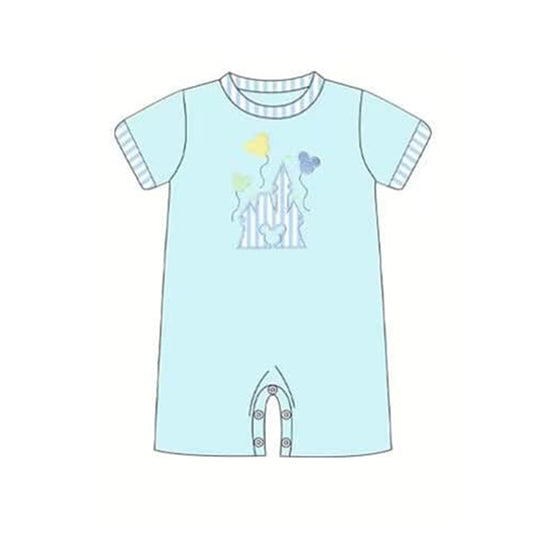 preorder SR1380 cartoon M castle blue short sleeve boys romper