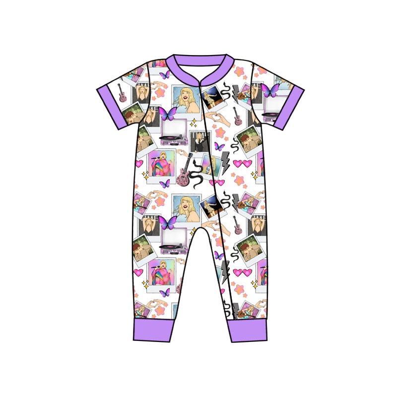 preorder SR1388 country singer TS purple short sleeve girls romper fashion pop singer