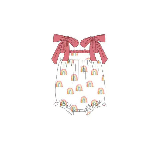 preorder SR1415 rainbow red lace-up girls romper