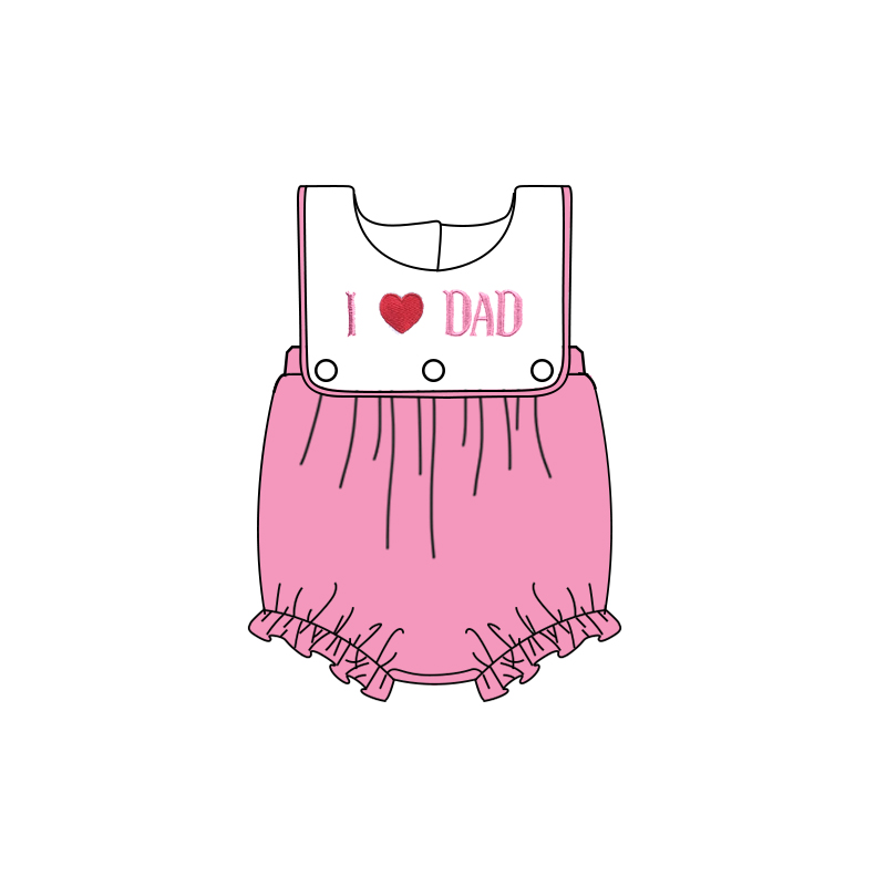 preorder SR1433 i love dad hot pink sleeveless girls romper