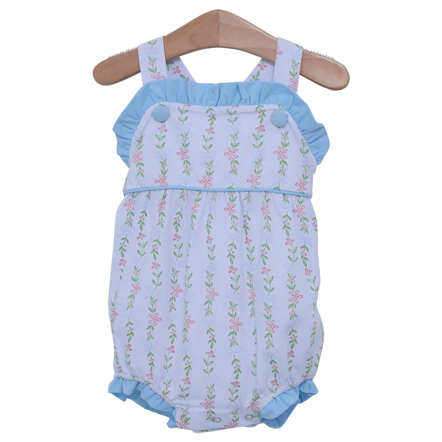 preorder SR1478 pink little flowers blue girls romper