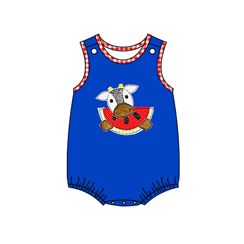 preorder SR1480 cow watermelon blue sleeveless boys romper