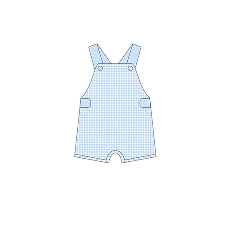 preorder SR1481 blue checkered sleeveless boys romper