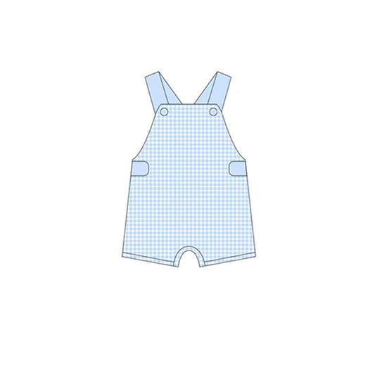 preorder SR1481 blue checkered sleeveless boys romper