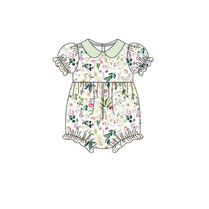 preorder SR1483 multi color flowers short sleeve girls romper