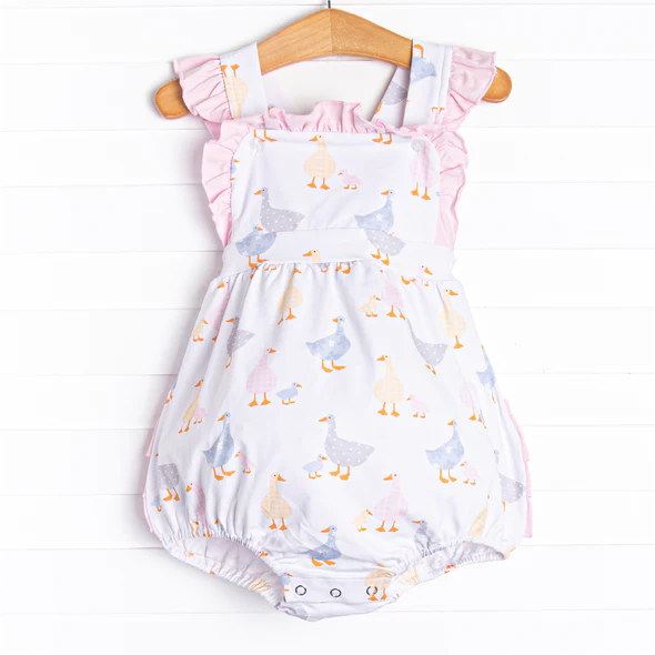 preorder SR1508 duck pink flutter sleeve girls romper