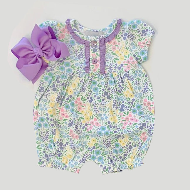 preorder SR1523 little colorful flowers floral short sleeve girls romper