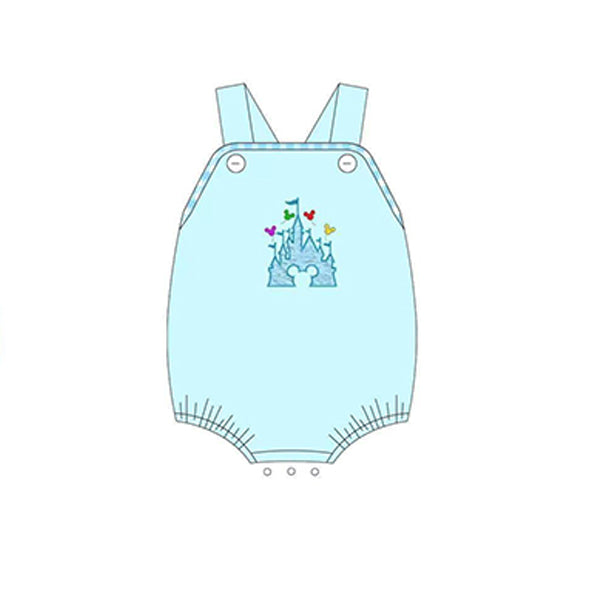 preorder SR1576 cartoon castle sky blue sleeveless boys romper