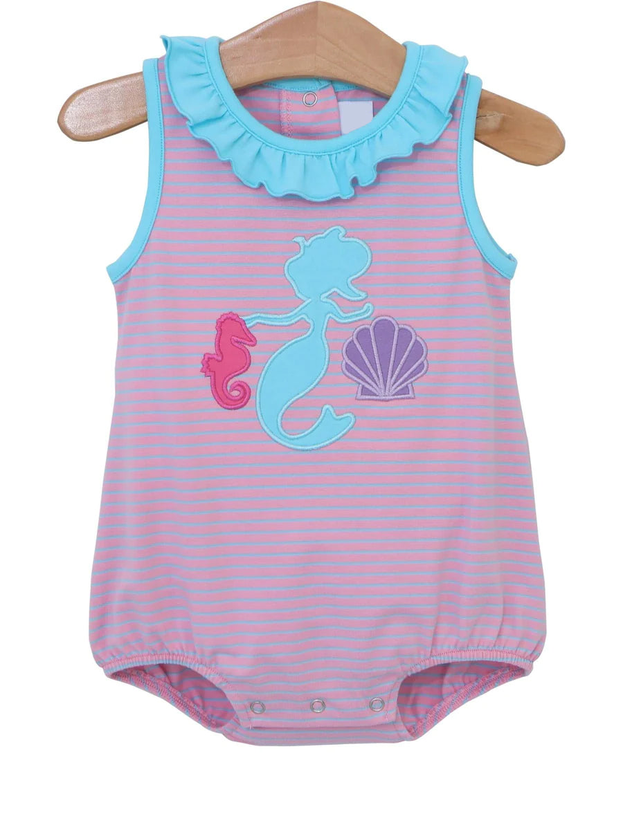 preorder SR1595 mermaid shell sea horse pink sleeveless girls romper