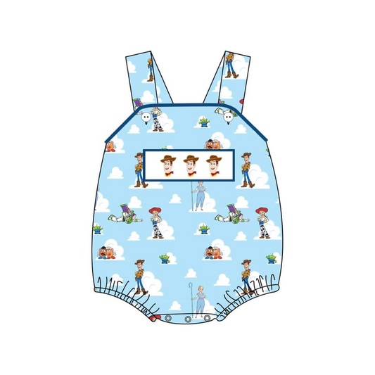 preorder SR1601 cartoon toy blue sleeveless boys romper
