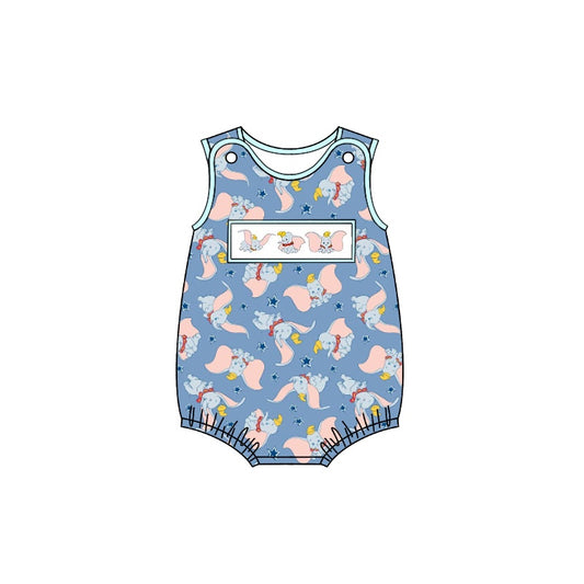 preorder SR1602 cute cartoon elephant blue sleeveless boys romper