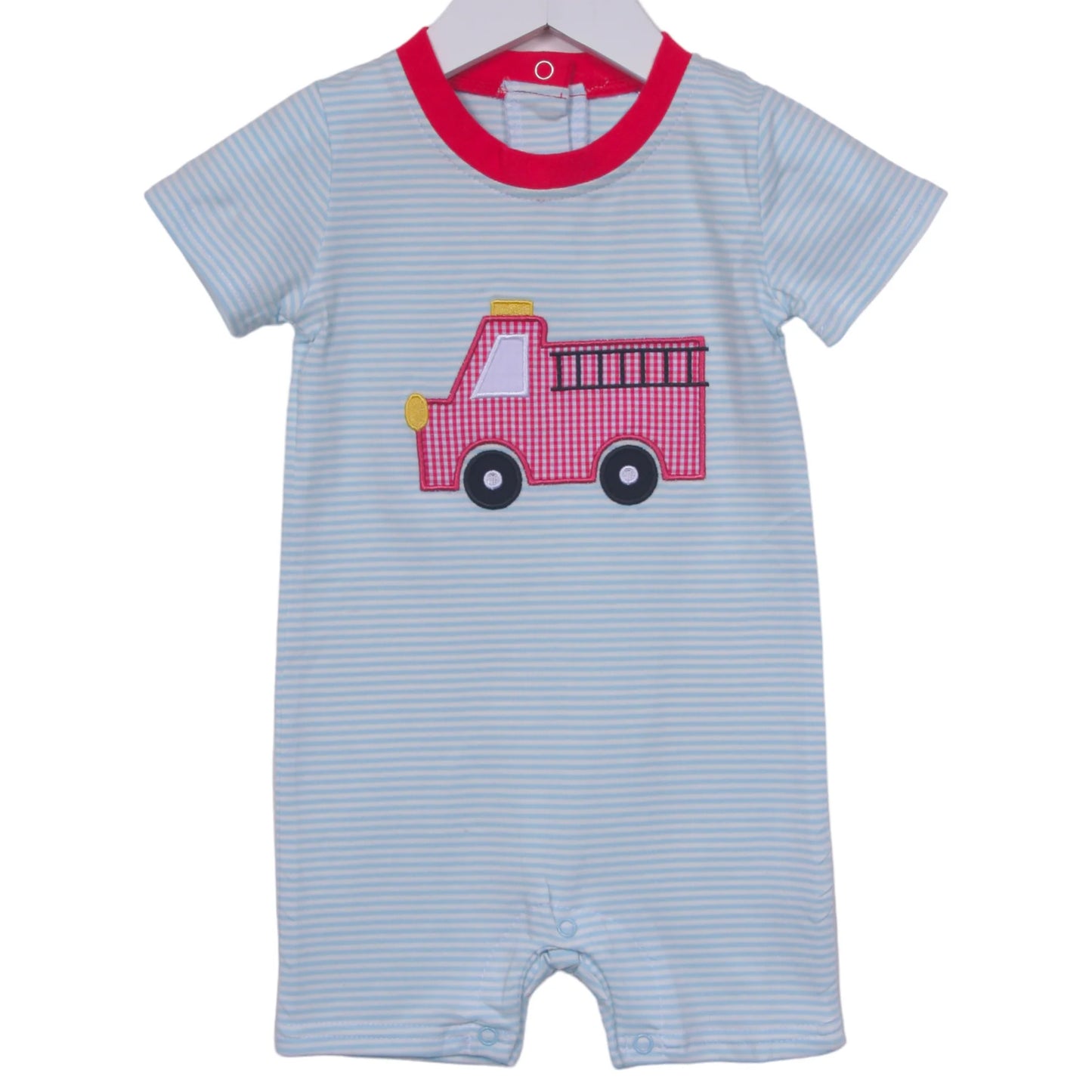 preorder SR1607 firework blue striped short sleeve boys romper