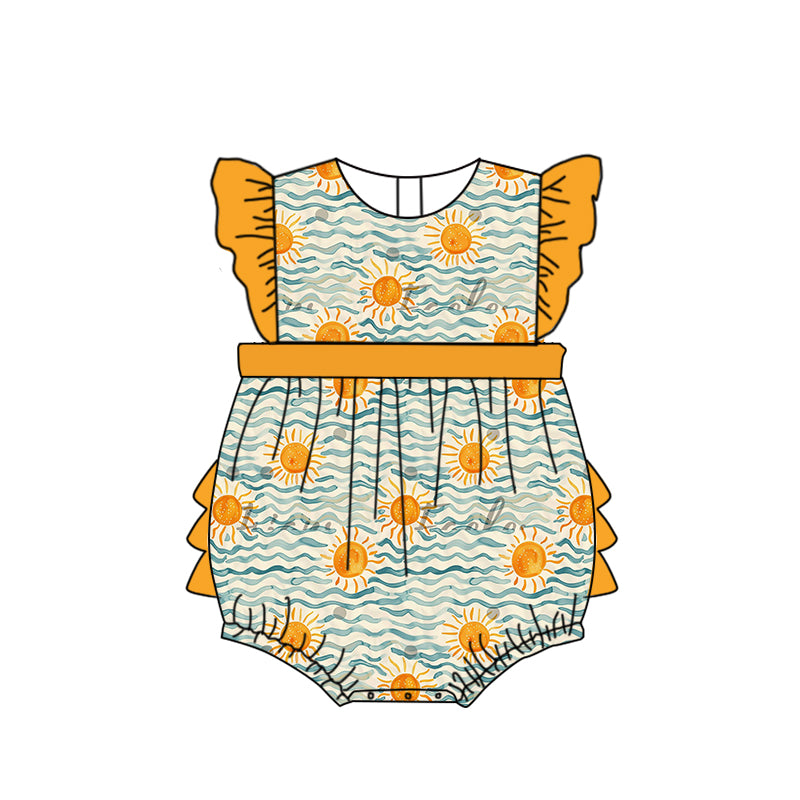 preorder SR1616 sun flutter sleeve orange girls romper