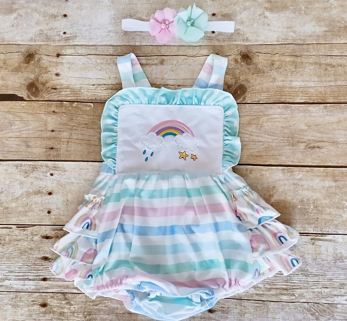 preorder SR1628 colorful rainbow sleeveless girls romper