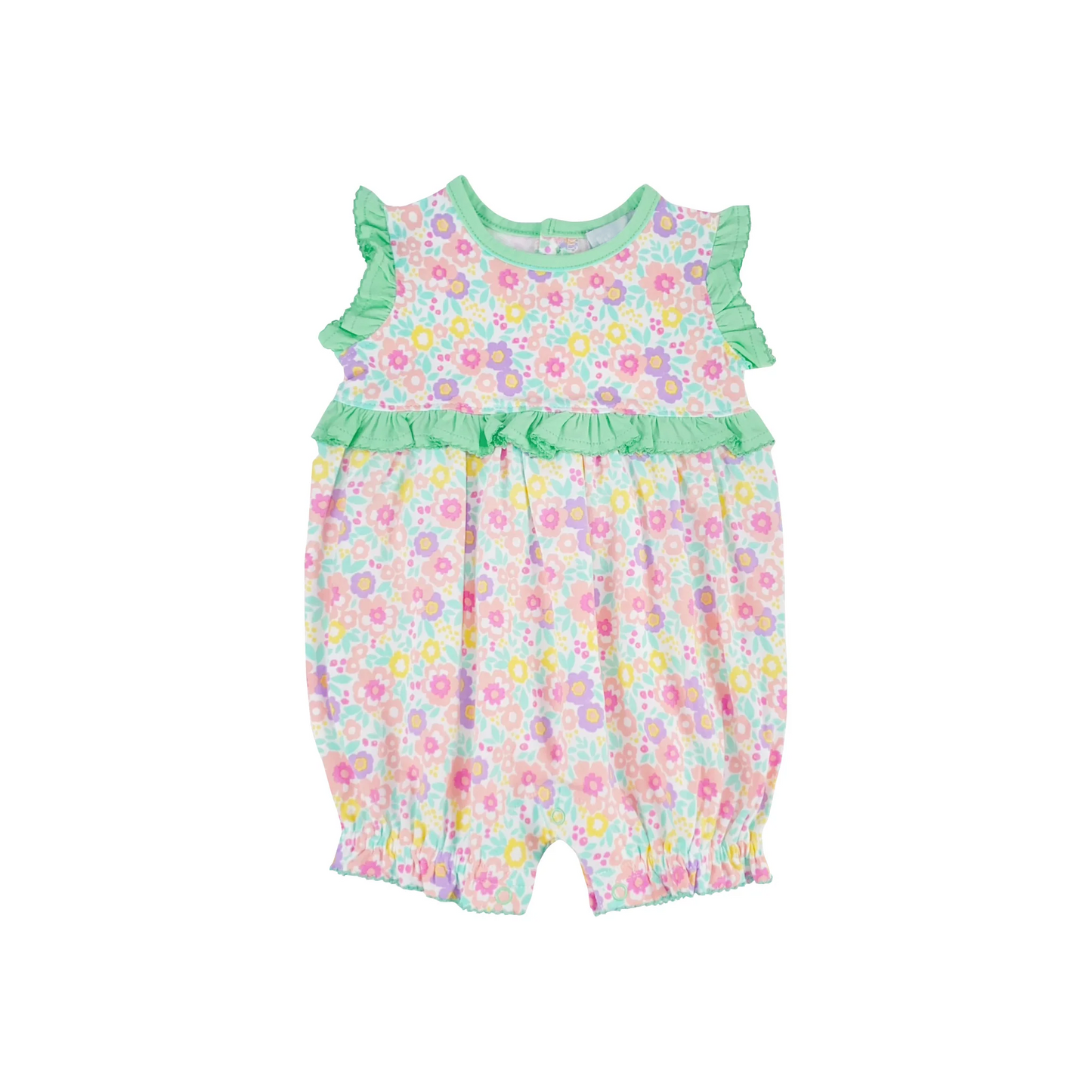 preorder SR1629 multi color flowers green ruffles sleeveless girls romper