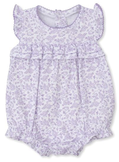 preorder SR1641 Summer flowers purple flutter sleeve girls ruffles floral romper