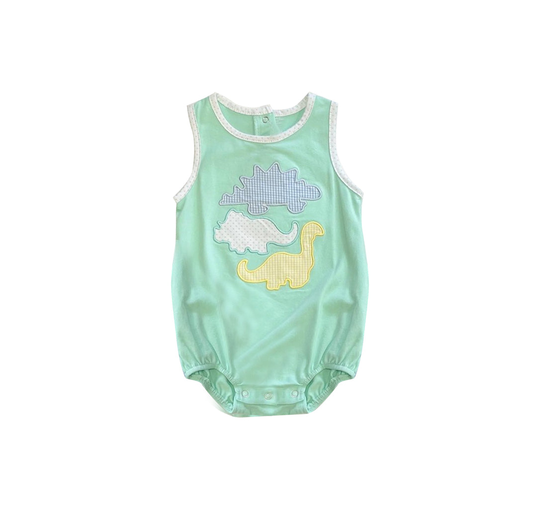 preorder SR1654 cute cartoon dinosaur sky blue sleeveless boys romper