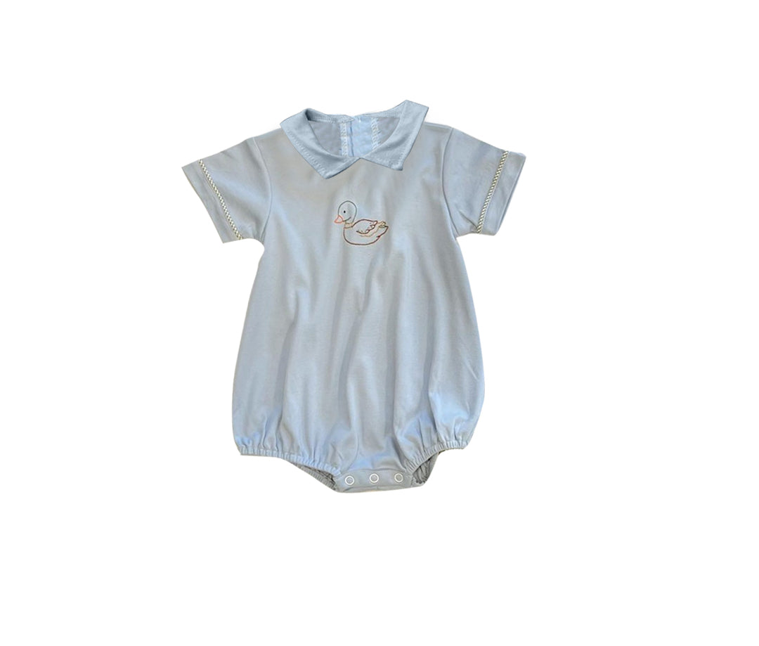 preorder SR1679 cute little duck blue short sleeve kids romper