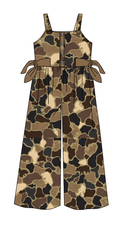 preorder SR1683 brown camo camisole girls jumpsuits