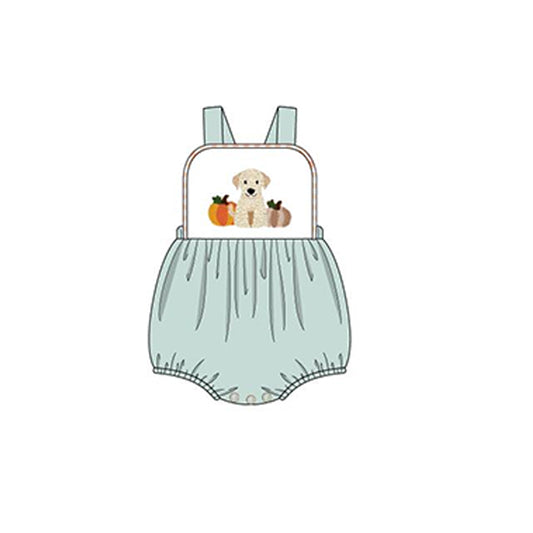 custom moq 3 Autumn full pumpkin green sleeveless boys romper