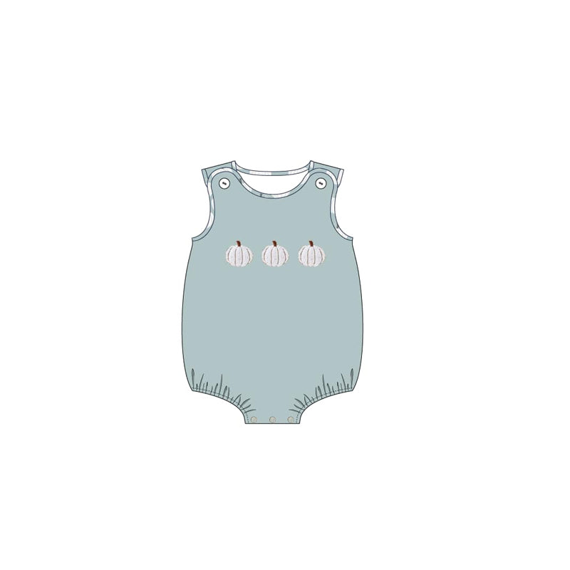 preorder SR1707 Autumn pumpkin blue sleeveless boys romper