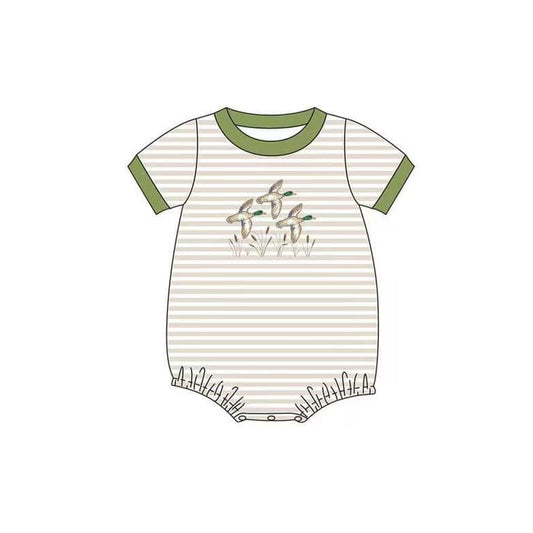 preorder SR1714 mallard duck khaki striped short sleeve boys romper