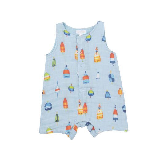 preorder SR1720 fishing blue sleeveless boys romper