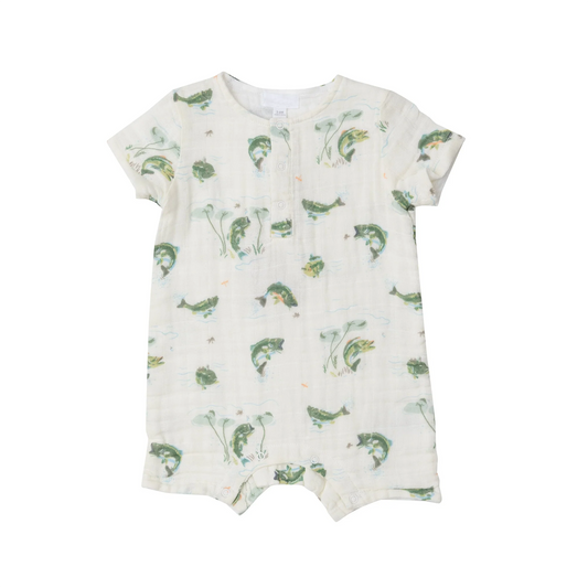 preorder SR1722 green fish short sleeve boys romper