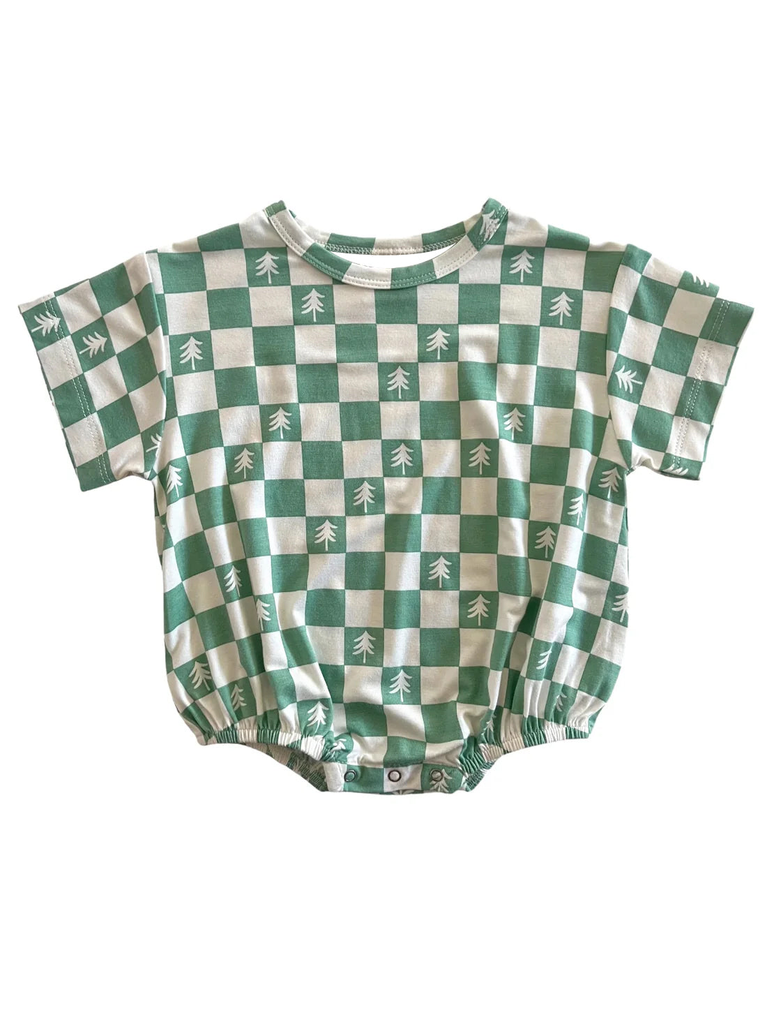 preorder SR1726 green checkered short sleeve girls romper