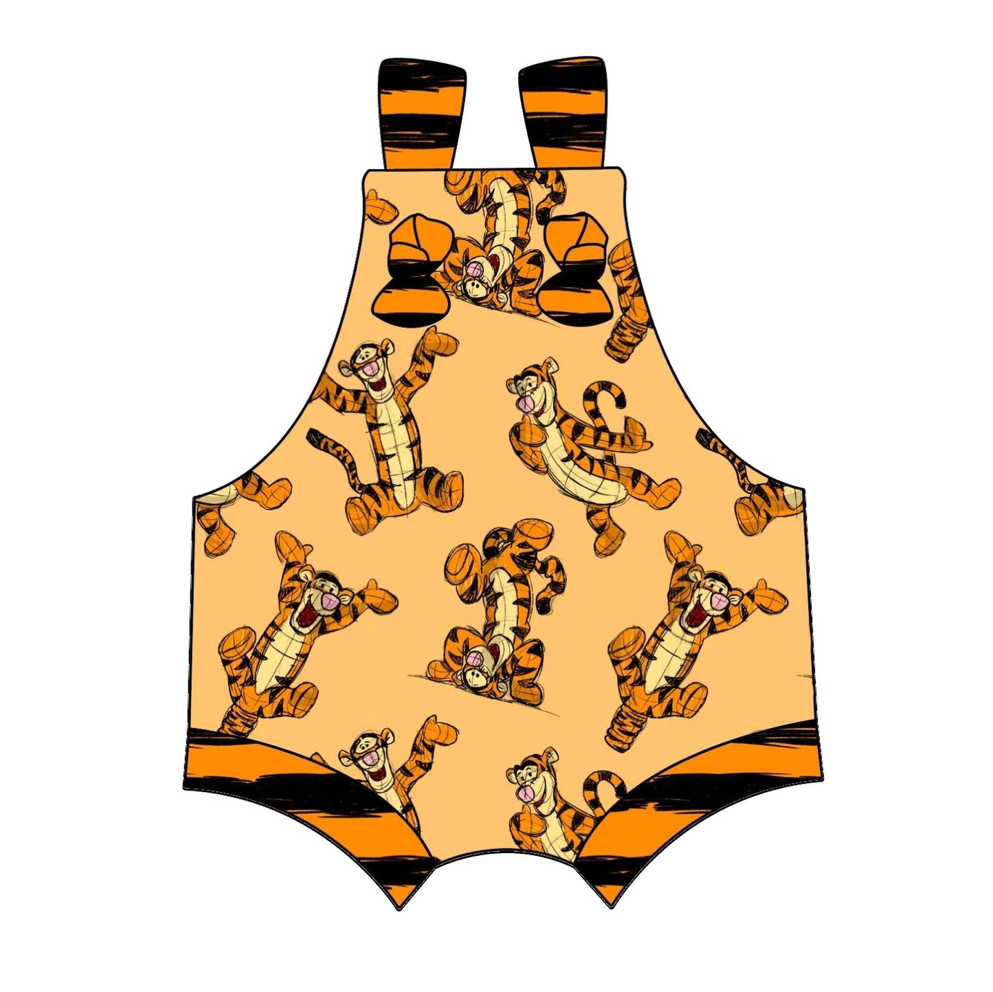 preorder SR1738 cartoon cute tiger orange sleeveless baby romper