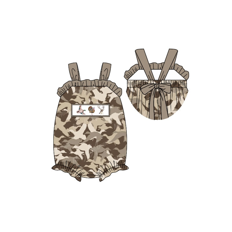 preorder SR1749 hunting mallard deer camo sleeveless girls romper