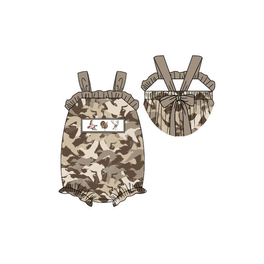 preorder SR1749 hunting mallard deer camo sleeveless girls romper