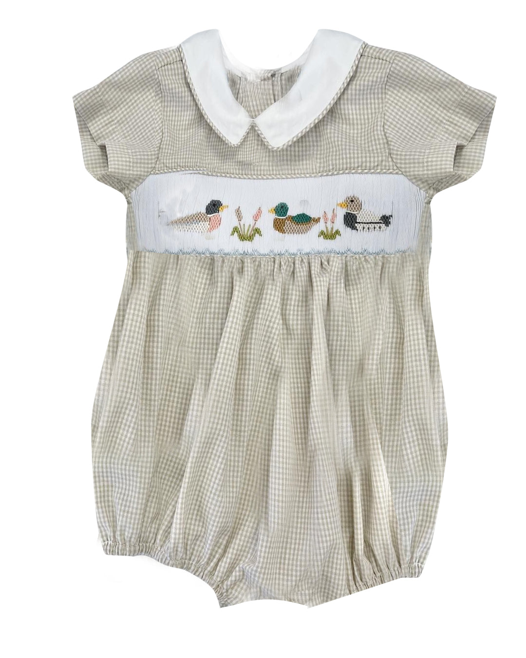 preorder SR1770 mallard duck grey checkered short sleeve boys romper
