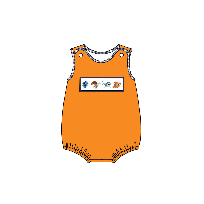 preorder SR1780 fish shark tortoise orange boys romper